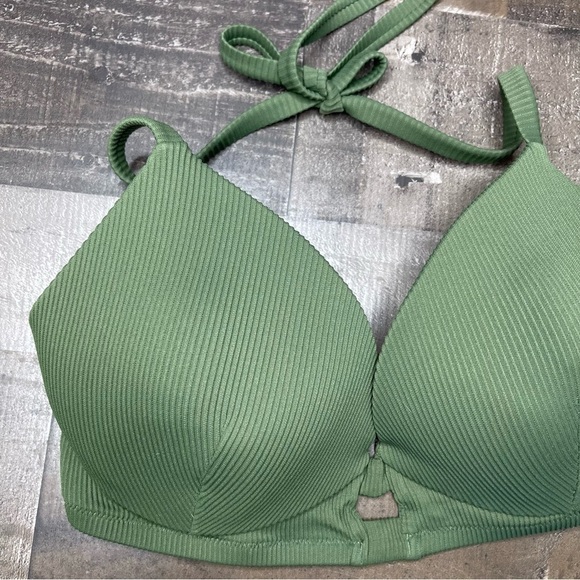 Shade & Shore Green Ribbed Bikini Top size 36DD - Picture 3 of 10